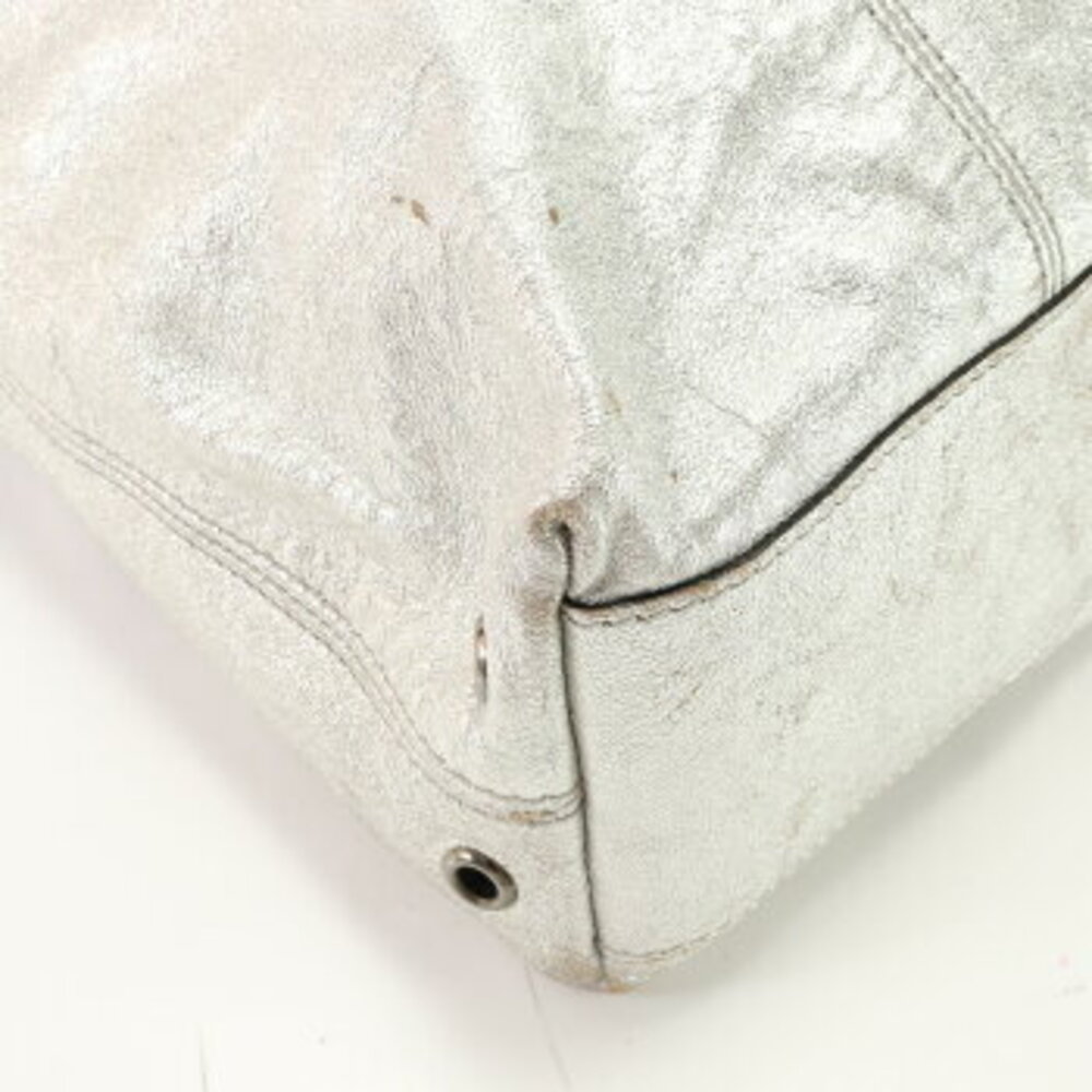 Burberry Leather Tote Bag Shoulder Business Document Silver - Picture 10 of 13